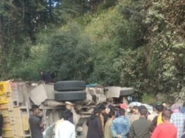 हसन वैली में कार पर गिरा सेब से लदा ट्रक