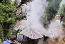 मनाली : शुरू गांव में दो मंजिला मकान में लगी आग, 10 लाख का नुकसान