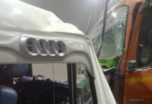 किरतपुर नेरचौक फोरलेन पर टेंपो ट्रेवलर और ट्रक की जोरदार टक्कर