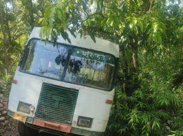 धर्मपुर के मनुधार में सरकारी बस दुर्घटनाग्रस्त, यात्रियों में मची अफरा तफरी