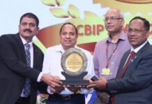 एसजेवीएन के 1500 मेगावाट एनजेएचपीएस को जलविद्युत क्षेत्र में सर्वश्रेष्ठ अनुरक्षित परियोजना के लिए सीबीआईपी अवार्ड से सम्मानित किया गया