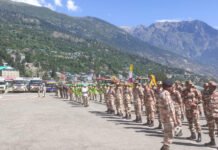 किन्नौर जिला के आई.टी.बी.पी मैदान रिकांग पीओ में मेगा मॉक ड्रिल आयोजित