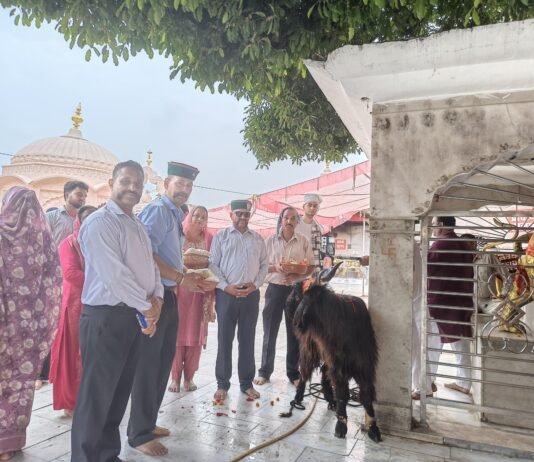 20 डोगरा बटालियन ने मां ज्वालाजी को चढ़ाई पारंपरिक बकरे की भेंट